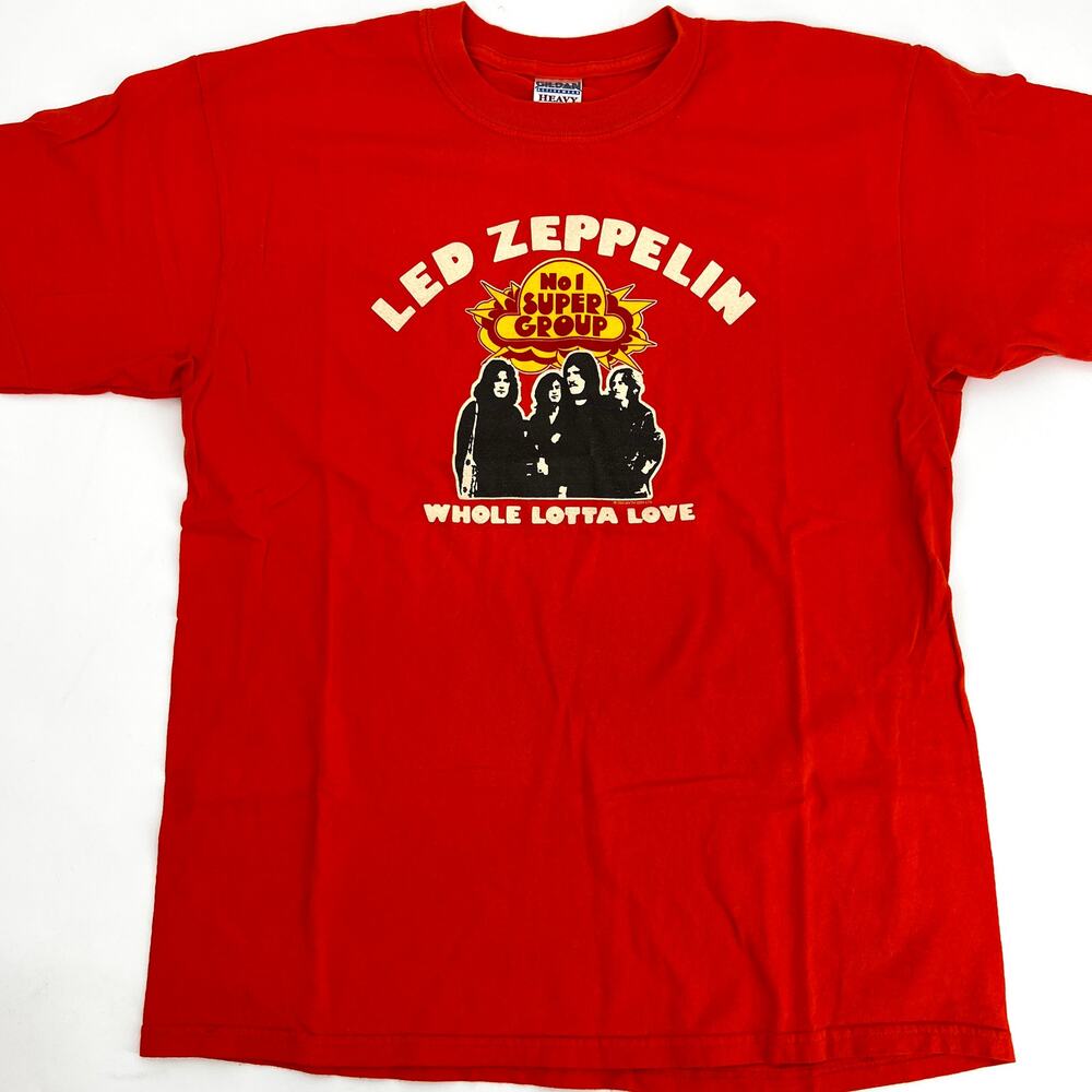 Gildan Label Heavy Cotton Led Zeppelin Whole Lotta Love Orange T Shirt Size L